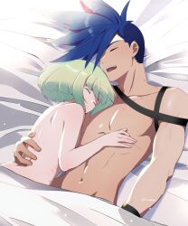 2boys after_sex androgynous femboy galo_thymos gay holding_partner lio_fotia petite petite_body petite_male promare size_difference sleeping sleeping_together twink wholosome yaoi