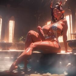 1futa ai_generated big_breasts big_lips big_penis breasts demon demon_futa futa_only futanari horns intersex penis quantrup solo solo_futa