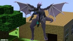 bigger_female blowjob carrying_partner dynal_(theonlydynal) ender_dragon josh-u4 minecraft size_difference smaller_male taller_female