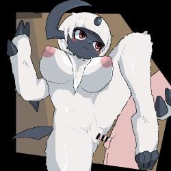 1:1 absol animated anthro anthro_penetrated areola biped blush breasts censored cum cum_in_pussy dialogue duo erection female female_penetrated fur generation_3_pokemon genitals grey_body heart_symbol human human_on_anthro human_penetrating human_penetrating_anthro interspecies long_playtime low_res male male/female male_penetrating male_penetrating_female mammal multicolored_body nintendo nipples penetration penile penile_penetration penis pokemon pokemon_(species) pussy sex sky_necko small_penis small_penis_adoration standing standing_sex vaginal_penetration white_body white_fur