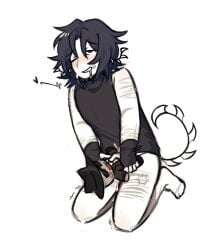 bottomless cum_inside forsaken_(roblox) last_incision no_visible_genitalia plushie plushophilia roblox roblox_game robloxian scar tagme two_time_(forsaken) white_background white_body
