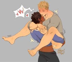 2boys anal anal_sex balls big_pecs bigger_penetrated blush dark-skinned_male dungeon_meshi gay kabru laios_touden male male_focus male_only nipples nude nude_male open_mouth pecs penetration penis penis_in_ass small_dom small_dom_big_sub small_top_big_bottom smaller_penetrating smaller_penetrating_bigger zloyhedgehog