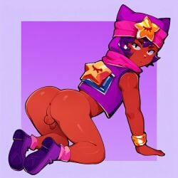 1boy ai_generated bent_over brawl_stars femboy gay presenting presenting_hindquarters sandy_(brawl_stars) small_penis tight_anus twink