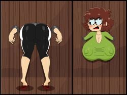 2d big_ass big_breasts big_butt big_nipples blush cameltoe fanart female ferozyraptor glasses green_shirt i_think_we_all_know_where_this_is_going lisa_loud nipple_bulge short_hair stuck_in_wall the_loud_house through_wall we_all_know_what_going_to_happen xsherlock420_(artist)