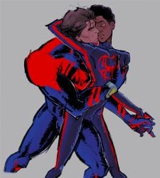 age_difference big_dom_small_sub dressed flowerfang gay male male_only marvel miguel_o'hara miles_morales miles_morales_(spider-verse) no_genitals_shown size_difference spider-man spider-man:_across_the_spider-verse spider-man_2099 yaoi