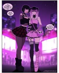 crossdressing dominant dominant_female dyed-hair dyed_hair femdom goth goth_girl high_heels kannelart leggings malesub manipulation piercing pink_heels pink_skirt sissification sissy sissyfication skirt stockings straight tricked