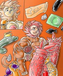 anthro anus diphallia diphallism female futa_on_female futanari gaping_anus gtogta gtogta_(artist) lion multi_penis original original_character penis self_upload shiny shiny_skin yrryf yrryf_party