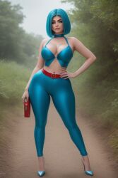 ai_generated american artist_request big_ass big_breasts blue_hair bulma_briefs busty celebrity cosplay dragon_ball_(series) exotic female female_only hips hips_wider_than_shoulders kylie_jenner real_person realistic rich_bitch short_hair