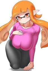 1girls big_breasts breasts female hi_res hips inkling inkling_girl kaori_(splatoon) large_breasts long_hair naughty_face nintendo nobunagapero orange_hair peronattu splatoon splatoon_(series) tentacle_hair thick_thighs thighs wide_hips