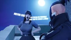 big_cock big_thighs black_hair black_lipstick black_skirt charlotte_(fortnite) comic fortnite goth goth_girl gothic muscular story toshiyuki_(ya_path) ya_path