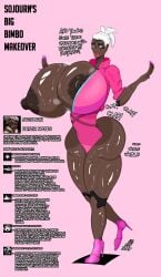 big_ass bimbo bimbofication bubble_butt english_text high_heels hyper_breasts long_nails overwatch overwatch_2 sojourn_(overwatch) solo steenvreter text vivian_chase wardrobe_malfunction