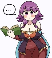 ... 1girls book breasts cape cleavage clothed_female doodle female female_only fire_emblem fire_emblem:_the_sacred_stones holding_book large_breasts light-skinned_female lute_(fire_emblem) mob_face nintendo notnoe_(dxcl) purple_eyes request solo thick_thighs thighs white_background