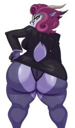 1girls absa anthro black_panties fat_ass glasses huge_ass looking_at_viewer panties purple_body rivals_of_aether secretary skirt_lift smile source_request sssonic2 tagme white_background wide_hips