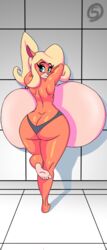 activision against_wall animal_ears anthro ass backboob bandicoot big_ass big_breasts big_hair black_panties blonde_hair blue_eyes breast_press coco_bandicoot crash_(series) dimples_of_venus eyelashes feet female giant_breasts highleg_panties hyper hyper_breasts kneepits looking_at_viewer looking_back marsupial orange_skin platinum_blonde_hair ponytail rear_view seductive shortstack shoulder_blades skindentation small_but_busty smiling solo thick_thighs tiles topless valerya5 wasp_waist white_hair