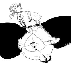 anus ass ass_cheeks ass_focus ass_grab biting_lip biting_own_lip black_and_white breasts breasts_out chun-li hair_ribbons hands_on_ass large_ass large_breasts lipstick liquidn looking_back nipple pussy sketch spreading_ass standing street_fighter street_fighter_alpha street_fighter_iii:_3rd_strike stretched_anus stretched_pussy sweatdrop thick_ass unitard vest watermark white_background