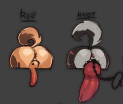 duo furry knot_(pokilewd) knotted_penis male male/male no_visible_face pokilewd red_(pokilewd)