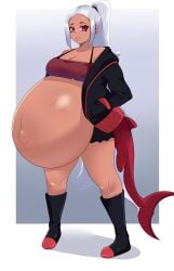 1girls breasts cleavage female female_only huge_belly hyper_belly hyper_pregnancy palitexx pregnant ready_to_pop shark_tail solo