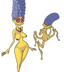 2023 20th_century_fox 20th_century_studios 4_arms 4_legs animal_humanoid arachnid arachnid_humanoid arthropod arthropod_humanoid ass blue_hair breasts button_(fastener) coraline curvy_figure female genitals hair hi_res holding_breast hourglass_figure human humanoid impstripe jewelry laika_studios mammal marge_simpson multi_arm multi_limb necklace nipples nude nude_female pussy smile solo spider_humanoid the_simpsons treehouse_of_horror what white_background yellow_body yellow_skin