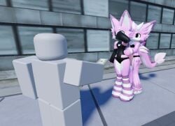 1boy 2femboys 3d dragon femboy femboy_dragon femboy_fox flappy_wolf fox furry kemo_(flappy_wolf) pink_fur roblox robloxian self_upload tagme violet_(flappy_wolf)