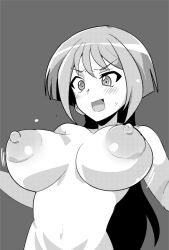 1girls anjou_tokoha black_and_white breasts cardfight!!_vanguard cardfight!!_vanguard_g large_breasts manga_style nipples oda_koziki solo solo_female solo_focus stomach topless topless_female