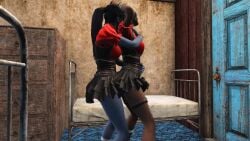 2girls 3d animated back bethesda_softworks black_hair blue_body blue_skin clothed_sex clothing door dress embrace fallout fallout_4 game_cg girl_on_girl hug in_pussy interior lesbian lesbian_sex lesbians medium_breasts mp4 orgasm original_character original_characters ponytail pussy skirt sole_survivor sound standing standing_position standing_sex strap-on strapon tagme video video_games yuri