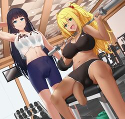 1235 2futas accidental_exposure aqua_eyes ball_bulge balls balls_in_panties balls_under_clothes bike_shorts black_hair blonde_hair breasts bulge casual casual_exposure cleavage clothed clothing color curvy dark_skin dumbbell_nan_kilo_moteru? erect_nipples exposed exposed_penis flaccid futa_only futa_sans_pussy futa_with_futa futanari green_eyes hime_cut huge_breasts huge_cock human human_only ineffective_clothing ineffective_panties intersex large_penis long_hair looking_at_viewer multiple_futa nipple_bulge nipples oblivious open_mouth pale_skin panties panty_bulge penis penis_bulge penis_in_panties penis_out penis_under_clothes petite precum precum_drip sakura_hibiki_(dumbbell_nan_kilo_moteru?) see-through shorts sitting slim souryuuin_akemi sportswear sweat thick_penis thick_thighs third-party_edit wardrobe_malfunction weightlifting weights wide_hips