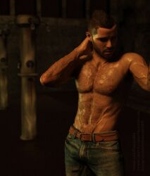 3d 3d_(artwork) 3d_model activision blue_eyes brown_hair call_of_duty call_of_duty_modern_warfare_2_(2022) hairy hairy_chest hairy_male infinity_ward john_mactavish male male_focus male_only muscles muscular muscular_male shirtless shirtless_male soap_(modern_warfare_2) solo solo_focus solo_male timebird84_(artist)