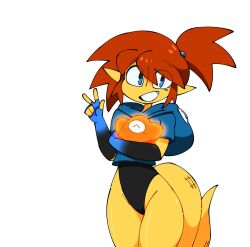 2023 anthro female female_focus female_only hair highres jacket orange_hair orange_skin original original_character outdoors panties quintzy_xd