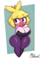 2d 2d_(artwork) big_breasts blowjob_lips female female_focus female_only miso_souperstar playboy_outfit pokemon pokemon_(species) pokemon_gsc sexy smoochum thick_thighs