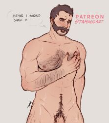 1boy activision bara barazoku beard blush call_of_duty call_of_duty:_modern_warfare_2 call_of_duty_modern_warfare_2_(2022) captain_price completely_nude completely_nude_male daddy facial_hair gay hairy hairy_chest john_price male male_focus male_nipples male_only male_pubic_hair manly mature_male muscular_male nipples nude penis solo solo_male tamagoart yaoi