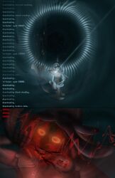 absurd_res ambiguous_gender aquatic bite blade blood bodily_fluids bone breasts cephalopod comic digital_drawing_(artwork) digital_media_(artwork) english_text female genitals gore handjob hi_res holographic_eyes humanoid intersex intersex/female lure_(anatomy) machine malfunction masturbation merfolk mollusk nails penile penis robot sex skull skull_head solo soul_interface soulless_tech split_form teeth tentacles text underwater water