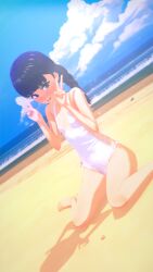 beach female female_only sexy babymetal sakemanjuju72 koikatsu 3d 3d_(artwork) pretty alternate_version_available sitting looking_at_viewer cute peace_sign peace_symbol yui_mizuno solo solo_focus solo_female