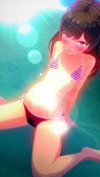 beach female female_only sexy babymetal sakemanjuju72 koikatsu 3d 3d_(artwork) pretty alternate_version_available blushing sitting embarrassed solo looking_at_viewer solo_focus solo_female moa_kikuchi