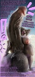 3d ambiguous_gender anthro balls balls_touching beach big_balls big_breasts big_penis bodily_fluids breasts caption colored_nails dialogue ear_piercing erection fur futanari genesis_(doggod.va) genital_fluids genitals hair herm hi_res huge_balls huge_breasts huge_cock humanoid humanoid_genitalia humanoid_penis hyena hyenid_(species) hyper hyper_balls hyper_genitalia hyper_penis intersex looking_at_viewer mammal marciemallard musk nails nipples nude open_mouth penis piercing pov puffy_nipples ring_piercing smelly solo spotted_hyena sweat sweatdrop sweaty_breasts sweaty_legs sweaty_thighs third-party_edit tongue tongue_out tongue_piercing vein veiny_penis vympel