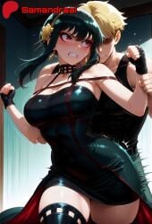 1boy ai_assisted ai_generated black_hair boobs boobs_out breasts breasts_out cute cute_face detailed_background dress female female_focus female_human fight grabbing latex latex_clothing latex_gloves latex_suit legs light-skinned_female light_body light_skin long_hair male more_at_source nipples patreon pink_nipples pussy pussy_juice pussy_juice_drip samandraai sex_from_behind sexy sexy_armpits sexy_clothing sexy_dress sexy_female skirt spy_x_family thorn_princess tits tits_out uncensored wet wet_body wet_clothes wet_clothing wet_pussy wet_skin yor_briar yor_forger
