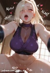 1boy 1girls ai_generated anus ass big_ass big_breast blonde_female blonde_hair blush breasts open_mouth female female_on_cloth female_on_top from_behind from_behind_position indoors ino_yamanaka insertion male klexyai naruto naruto_(series) naruto_shippuden nipple_nude penis penis_in_pussy pink_nipple ponytail pov pussy sex sex_from_behind stockings vaginal_insertion vaginal_penetration vaginal_sex watermark