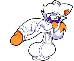 five_nights_at_freddy's five_nights_at_frickbears_3 scottgames sister_location lolbit lolbit_(fnaf) lolbit_(frickbears) andromorph anthro balls big_penis blush bow_tie fur genitals hair heavy_balls huge_penis multicolored_body multicolored_fur multicolored_tail no_pupils orange_body orange_fur orange_penis penis purple_blush purple_bow_tie saggy_balls silly solo tail vein veiny_penis white_body white_eyes white_fur white_hair nonbinary nonbinary_(lore) artist:coruptsic