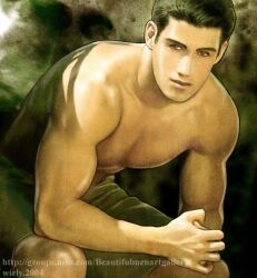 1boy 2004 abs archived_source black_hair dated gay light_skin male male_only original shirtless shorts solo tagme wirly yaoi