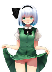 censored nigo_(aozoragarou) nigou_(aozoragarou) nopan pussy skirt_lift touhou youmu_konpaku