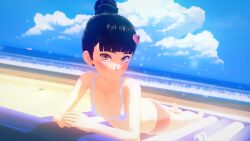beach female female_only sexy babymetal sakemanjuju72 koikatsu 3d 3d_(artwork) pretty alternate_version_available laying_down laying_on_stomach looking_at_viewer suzuka_nakamoto