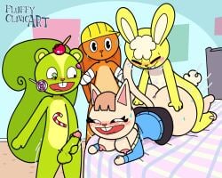 cuddles_(htf) handy_(htf) nutty_(htf) mia_(fluffyclinicart) fluffyclinicart threesome bottomless bottomless_female ass huge_ass big_ass thick_ass thick fat_ass walking_in_on 3males 3boys 3boys1girl 1girls 1female female male cute cute_face cute_girl cute_female green_skin green_body green_fur squirrel lollipop candy bunny_ears bunny bunny_boy cat_ears cat_tail catgirl cat_girl cat skirt bottom_heavy bottom_heavy_female happy_sex blush blushing blushing_female motion_lines from_behind from_behind_position laying_on_bed penetration penis big_penis anthro anthro_on_anthro anthro_penetrated anthro_penetrating anthro_only anthro_female anthro_male 2d 2d_(artwork) 2d_artwork digital_media_(artwork) digital_drawing_(artwork) color artist_name artist_logo oc original_character happy_tree_friends fucked_from_behind sex