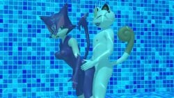 1boy 1girls 3d 3d_(artwork) female kuby64 male meowth nintendo nsfw nude pokemon pokemon_(species) purrloin sex underwater underwater_sex