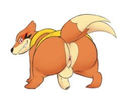 2026 2_tails 4chan_anon all_fours alpha_pokemon anus balls black_nose butt flaccid floatzel generation_4_pokemon genitals head_tuft looking_at_viewer looking_back looking_back_at_viewer male multi_tail nintendo non-human non-human_head non-human_only one_fang penis perineum pokemon pokemon_(species) presenting presenting_anus presenting_balls presenting_hindquarters red_eyes simple_background solo tail teeth toony tuft white_background