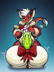 2025 anthro balls balls_bow bell belly big_balls big_penis black_body black_ear_tips black_fur blep bow_ribbon candy candy_cane candy_cane_in_urethra christmas dathgar dathy_(dathgar) dessert digital_drawing_(artwork) digital_media_(artwork) dipstick_ears don't_open_until_christmas dragon ear_markings english_description erection food food_in_urethra frenum_ladder frenum_piercing fur genital_piercing genitals green_eyes green_penis green_tongue hair hi_res holidays huge_balls huge_penis humanoid_genitalia humanoid_penis hybrid hyper hyper_balls hyper_genitalia hyper_penis improvised_sex_toy kobold ladder_piercing looking_at_viewer lube_on_penis male mohawk multicolored_ears mythological_creature mythological_scalie mythology object_in_urethra ornament penetration penis penis_piercing piercing red_body red_fur scalie slightly_chubby slightly_chubby_anthro slightly_chubby_male solo striped_body striped_fur stripes tan_body tan_fur tongue tongue_out urethral urethral_penetration vein veiny_penis white_hair