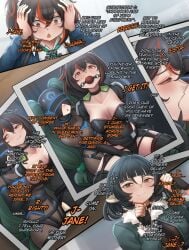 3girls absurdres ball_gag black_hair blush bondage dankestofdans female female_only femsub gag highres hoyoverse jane_doe_(zenless_zone_zero) kissing lesbian light-skinned_female light_skin mihoyo mihoyo_technology_(shanghai)_co._ltd. mouse mouse_ears mouse_girl qingyi_(zenless_zone_zero) yuri zenless_zone_zero zhu_yuan