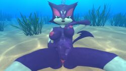 1girls 3d 3d_(artwork) anthro anthropomorphic bubbles female fingering kuby64 naked nintendo nude pokemon pokemon_(species) purrloin pussy solo underwater vagina