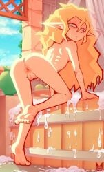 casperahoyo tophatmahoney ass anus pussy barefoot elf elf_ears lynn_(dddoodles) nude 1girls female bath
