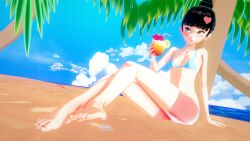 beach female female_only sexy babymetal sakemanjuju72 koikatsu 3d 3d_(artwork) pretty alternate_version_available sitting holding_object holding_drink cocktail solo solo_focus solo_female 1girl feet suzuka_nakamoto