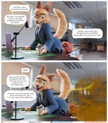 anthro butt canid canine clothing diane_foxington disney dreamworks fart fart_cloud fart_fetish fart_sniffing farting_in_mouth farting_on_another farting_on_face female fox hi_res male male/female mammal nick_wilde pressure_orgasm relieved size_difference sniffing suit the_bad_guys vulpineadonis zootopia