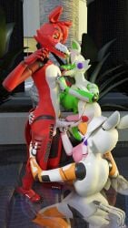 3d_(artwork) 4k 9:16 absurd_res animatronic anthro balls big_breasts binocszoomx10 blender_(artwork) blender_cycles_(artwork) breasts butt camera canid canine chest_lick digital_media_(artwork) erection fellatio female fingers five_nights_at_freddy's five_nights_at_freddy's_2 five_nights_at_freddy's_world foursome fox foxy_(fnaf) genitals group group_sex hair hi_res intraspecies licking lolbit_(fnaf) machine male male/female mammal mangle_(fnaf) nipples nude open_mouth oral penile penis robot scottgames sex skinny_dipping smile tangle_(fnaf) tongue tongue_out white_body